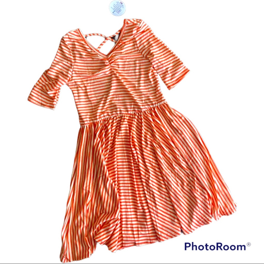NWT DotDotSmile dress size 8/10 orange striped